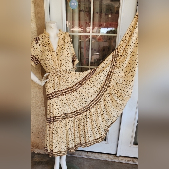 Free People Rare Feeling Tiered Printed Tassels‎ Tie Maxi Dress - Picture 4 of 6